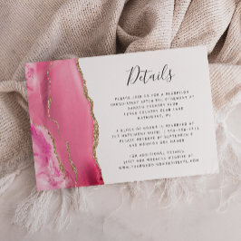 Tarjeta De Recepción Detalles del moderno Boda de Agate Gold Rosa