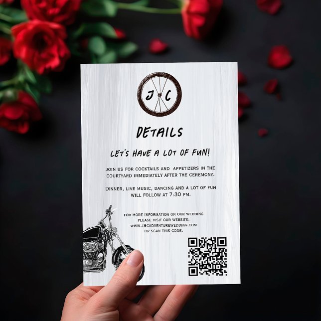 Tarjeta De Recepción Detalles del moderno Boda de aventura en motocicle (Subido por el creador)