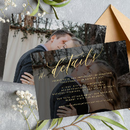 Tarjeta De Recepción Detalles del moderno boda de fotos de color negro 