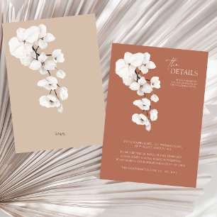 Tarjeta De Recepción Detalles del moderno Boda de orquídeas Terracotta
