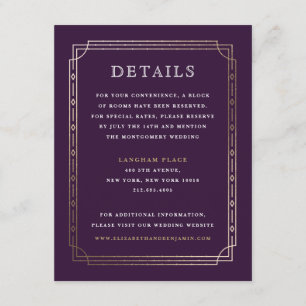 Tarjeta De Recepción Detalles del moderno Boda de Relieve metalizado do