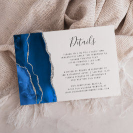 Tarjeta De Recepción Detalles del moderno Boda del Agate Royal Blue Sil