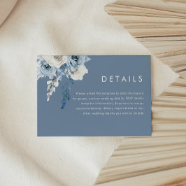 Tarjeta De Recepción Detalles del moderno Boda floral azul y blanco