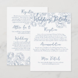 Tarjeta De Recepción Detalles del moderno Boda Floral Periwinkle Blue B