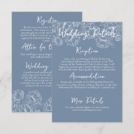 Tarjeta De Recepción Detalles del moderno Boda Floral Periwinkle Blue B