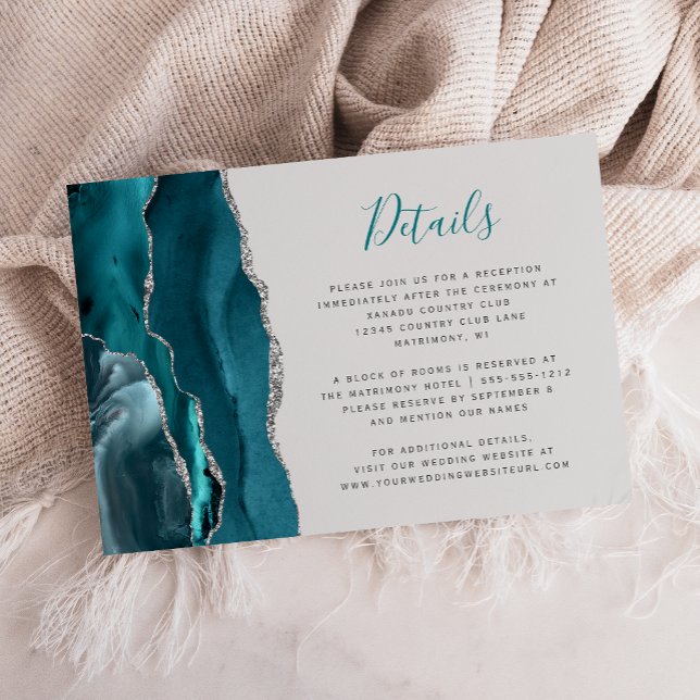 Tarjeta De Recepción Detalles del moderno Boda gris del Agate Plateado  (Subido por el creador)