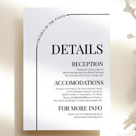 Tarjeta De Recepción Detalles del moderno Boda Minimalista mínimo de ar