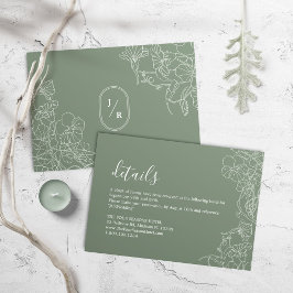 Tarjeta De Recepción Detalles del moderno Boda verde Boho Sage