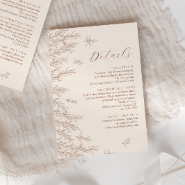 Tarjeta De Recepción Detalles del moderno Terracota Minimal Leaves Boda