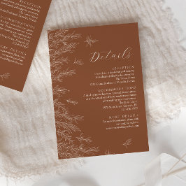 Tarjeta De Recepción Detalles del moderno Terracota Minimal Leaves Boda