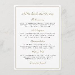 Tarjeta De Recepción Detalles del Monograma Clásico Faux Gold Simple