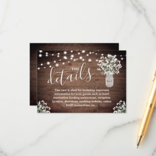 Tarjeta De Recepción Detalles del Monograma de Floral Mason Jar Lights 
