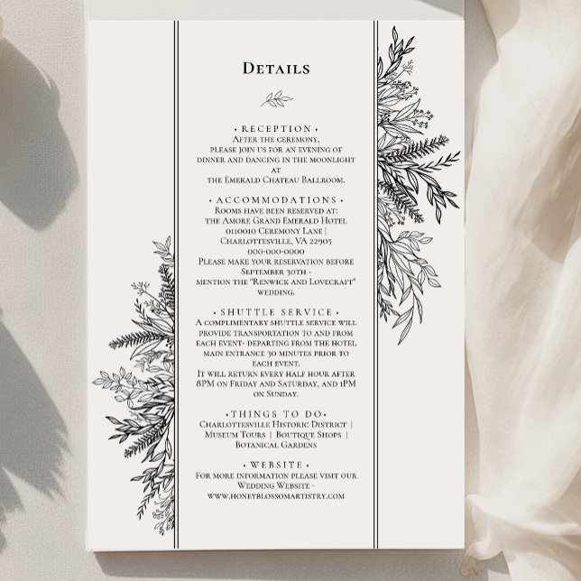 Tarjeta De Recepción Detalles del monograma del Boda de verde blanco y  (Subido por el creador)