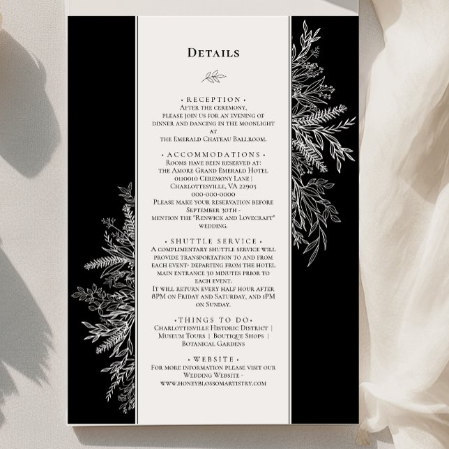 Tarjeta De Recepción Detalles del monograma del Boda de verde blanco y  (Subido por el creador)