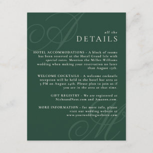Tarjeta De Recepción Detalles del monograma elegante del estilo del est