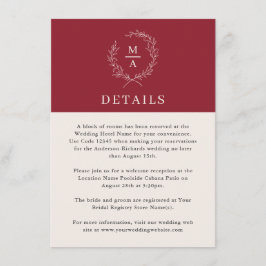 Tarjeta De Recepción Detalles del monograma ruso simple y elegante