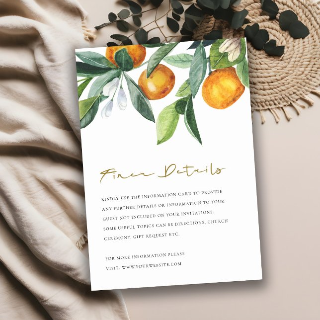 Tarjeta De Recepción Detalles del Naranja del Citrus Boho Botanico Boda (Subido por el creador)