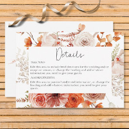 Tarjeta De Recepción Detalles del Naranja Quemado Boho Floral White