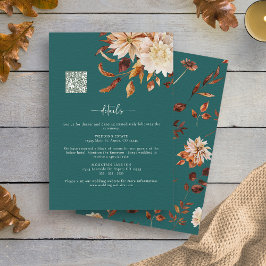 Tarjeta De Recepción Detalles del otoño verde azulado