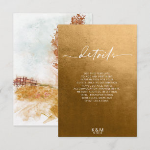 Tarjeta De Recepción Detalles del paisaje acuarela Oro Otoño ID786