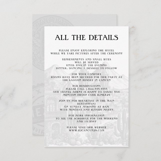 Tarjeta De Recepción Detalles del pasaporte de México (Anverso / Reverso)