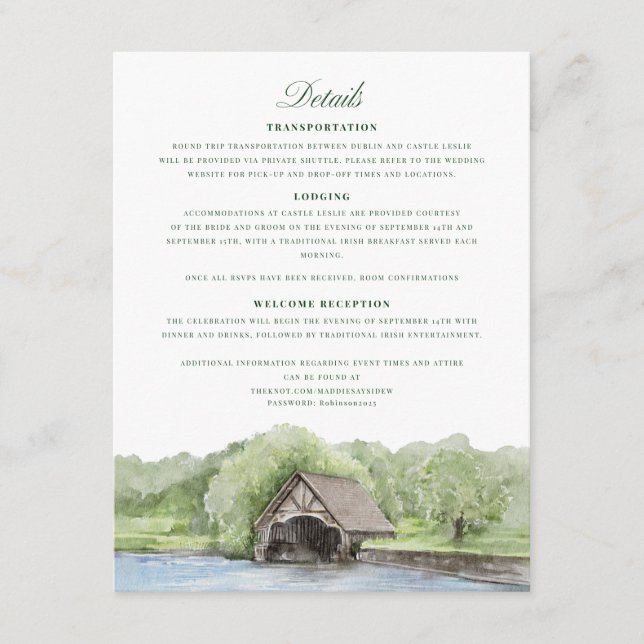 Tarjeta De Recepción Detalles del personalizado (Anverso)