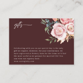 Tarjeta De Recepción Detalles del Registro de Regalos de Bodas Florales