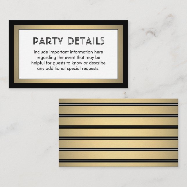 Tarjeta De Recepción Detalles del Relieve metalizado Black, White & Gol (Anverso / Reverso)