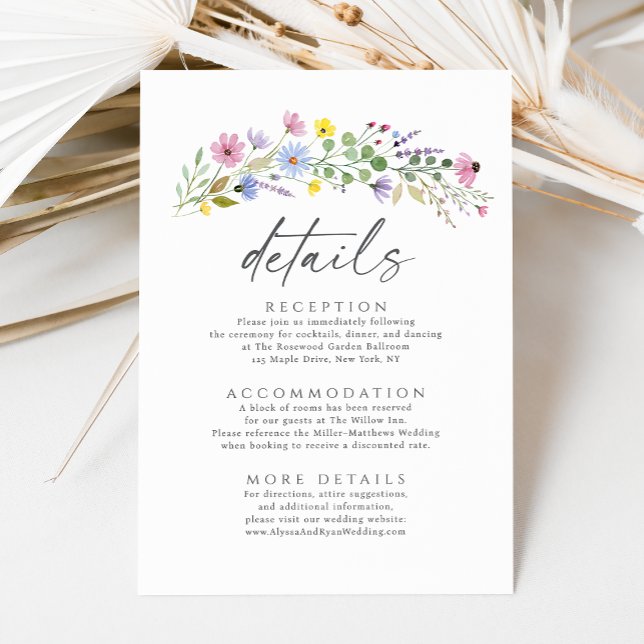 Tarjeta De Recepción Detalles del romántico Boda de flores silvestres B (Subido por el creador)
