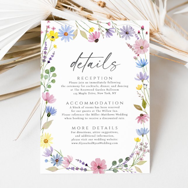 Tarjeta De Recepción Detalles del romántico Boda de flores silvestres B (Subido por el creador)
