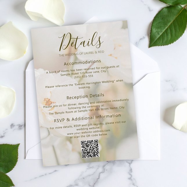 Tarjeta De Recepción Detalles del romántico Boda fotográfico de rosa bl (Subido por el creador)