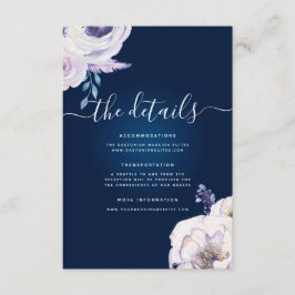 Tarjeta De Recepción Detalles del Rosa de Marina y Lilac Boda