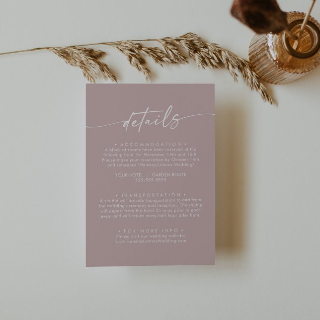 Tarjeta De Recepción Detalles del Rosa  de Moda Boho Boda Polvorienta (Subido por el creador)