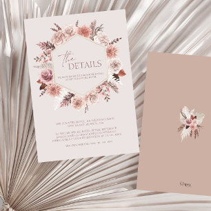 Tarjeta De Recepción Detalles del Rosa Dusty Boho Pampas Boda Floral