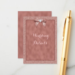 Tarjeta De Recepción Detalles del Rosa Gold y del Purpurina elegante