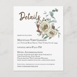 Tarjeta De Recepción Detalles del Rosa natural Boda Woodsy