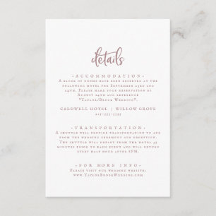 Tarjeta De Recepción Detalles del Rosa ruso de Boda de guión dorado