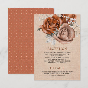 Tarjeta De Recepción Detalles del Rosa Rústico Burlap Boda Terracotta