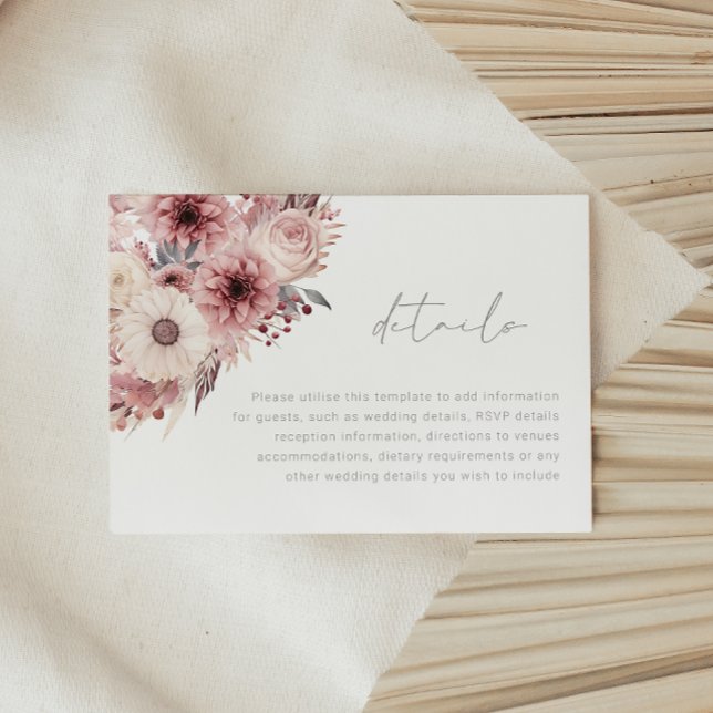 Tarjeta De Recepción Detalles del Rosa y Rubor de Boho Divine (Subido por el creador)