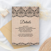 Detalles del Rústico Burlap de Vintage Black Lace