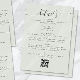 Tarjeta De Recepción Detalles del Sage Bohemian Script Simple Boda