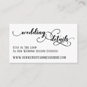 Tarjeta De Recepción Detalles del sitio web boda en guión detallado, bl