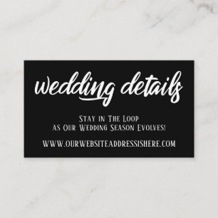 Tarjeta De Recepción Detalles del sitio web boda en un guión elegante,