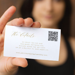 Tarjeta De Recepción Detalles del sitio web de boda elegante de oro de 