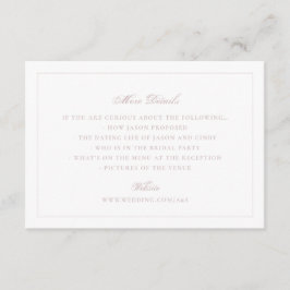 Tarjeta De Recepción Detalles del sitio web de boda elegante rosa suave