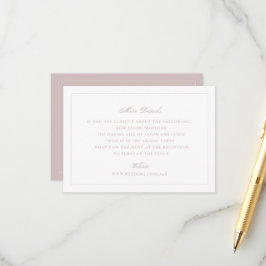 Tarjeta De Recepción Detalles del sitio web de boda elegante rosa suave