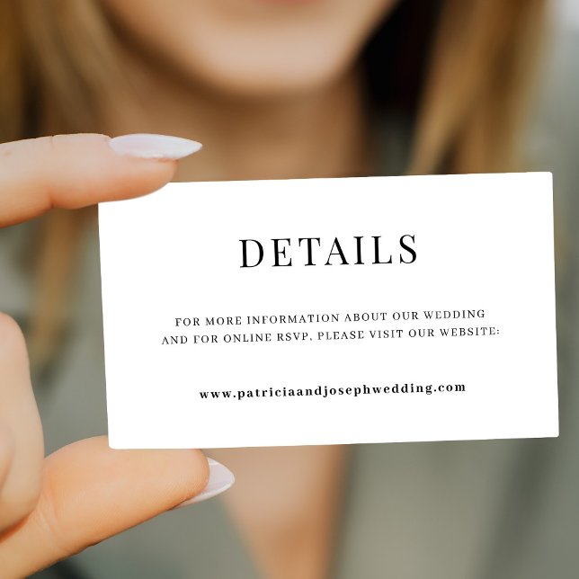 Tarjeta De Recepción Detalles del sitio web de boda elegante y simple (Subido por el creador)