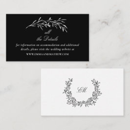 Tarjeta De Recepción Detalles del sitio web de boda negro elegante