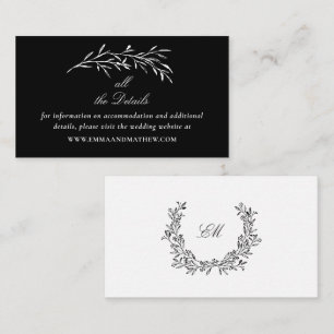 Tarjeta De Recepción Detalles del sitio web de boda negro elegante