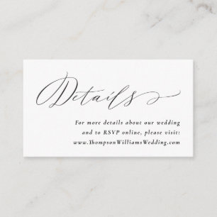 Tarjeta De Recepción Detalles del sitio web de Jane Simple Calligraphy 